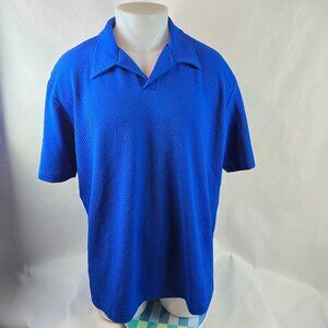 BC Ethic Polo Shirt Mens XL Blue Textured Made In USA Retro Y2K Vintage Beach